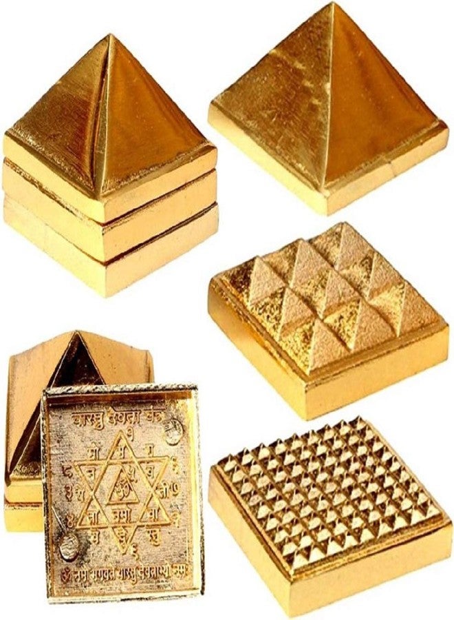 numeroastro Vastu Pyramid Yantra في Ashtadhatu (مزيج معدني) (3 سم) (3 قطع. مجموعة) (مجموعة واحدة) - Image 1